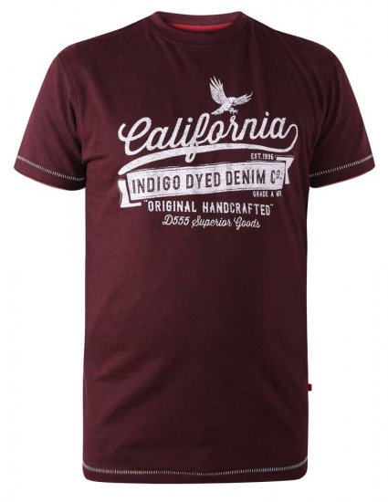 D555 Wharf California Eagle Printed T-Shirt Burgundy - Camisetas - Camisetas - 2XL-14XL