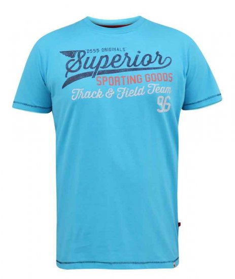 D555 Rushden Superior Printed T-Shirt Turquoise - Camisetas - Camisetas - 2XL-14XL