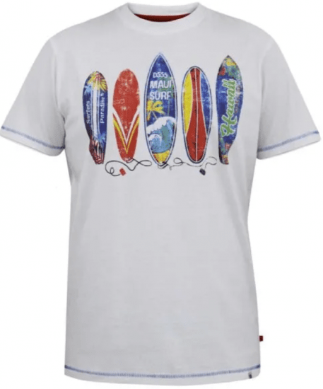 D555 Bridgford Camiseta con estampado surf blanca - Camisetas - Camisetas - 2XL-14XL