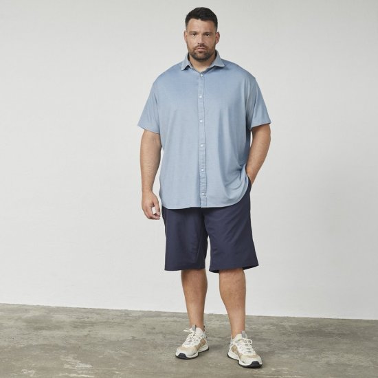 North Latitude 61116 Camisa Piqué Jaspeada de Manga Corta Azul - Polos - Polos 2XL-8XL