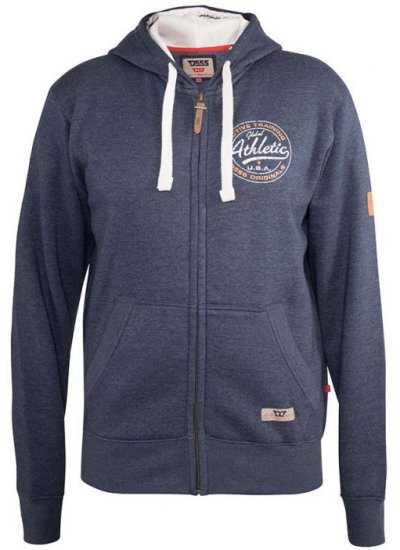 D555 Orchid Chest Printed Zip Through Hoody Denim Blue - Sudaderas - Sudaderas 2XL-12XL