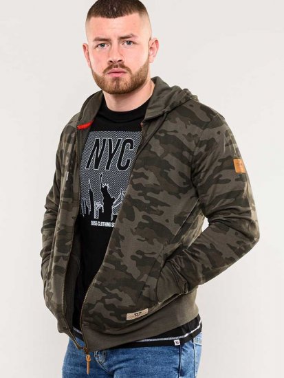 D555 Antonio Camo Printed Zip Through Hoody - Sudaderas - Sudaderas 2XL-12XL