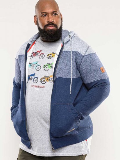 D555 Columbus Cut And Sew Panelled Zip Through Hoody Blue - Sudaderas - Sudaderas 2XL-12XL