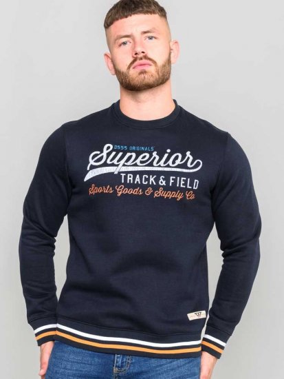 D555 Marlow Printed Crew Neck Sweatshirt Navy - Sudaderas - Sudaderas 2XL-12XL