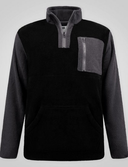 D555 Daly Quarter Zip Fleece Sweatshirt Negro/Gris - Sudaderas - Sudaderas 2XL-12XL