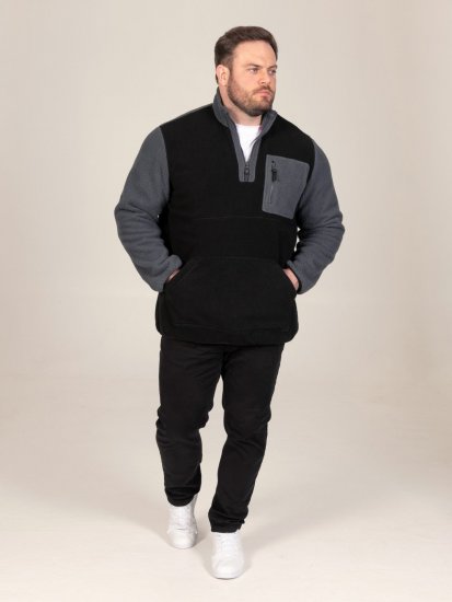 D555 Daly Quarter Zip Fleece Sweatshirt Negro/Gris - Sudaderas - Sudaderas 2XL-12XL