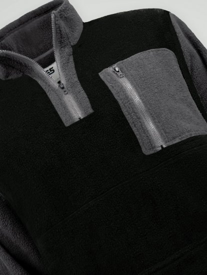 D555 Daly Quarter Zip Fleece Sweatshirt Negro/Gris - Sudaderas - Sudaderas 2XL-12XL