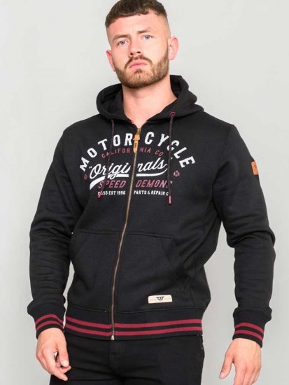 D555 Patrick Full Zip Hoody With 'Motorcycle' Chest Print - Sudaderas - Sudaderas 2XL-12XL