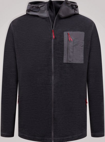 D555 Damien Micro Fleece Zip Through Hoody Negro/Gris - Sudaderas - Sudaderas 2XL-12XL