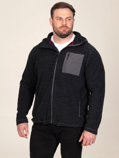 D555 Damien Micro Fleece Zip Through Hoody Negro/Gris - Sudaderas - Sudaderas 2XL-12XL