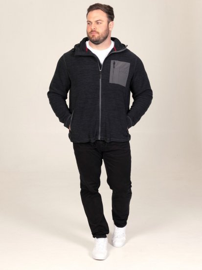 D555 Damien Micro Fleece Zip Through Hoody Negro/Gris - Sudaderas - Sudaderas 2XL-12XL