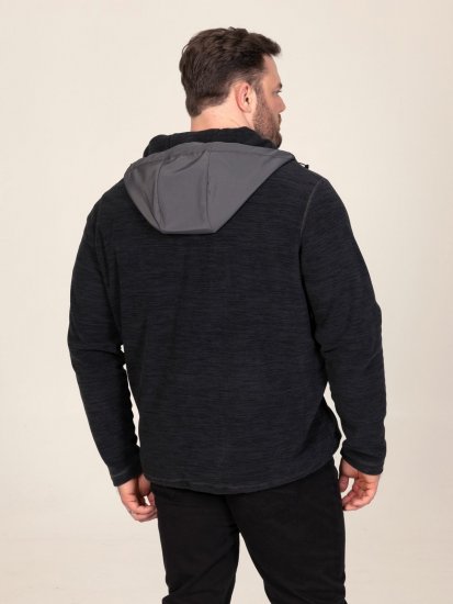 D555 Damien Micro Fleece Zip Through Hoody Negro/Gris - Sudaderas - Sudaderas 2XL-12XL