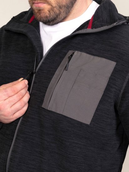 D555 Damien Micro Fleece Zip Through Hoody Negro/Gris - Sudaderas - Sudaderas 2XL-12XL