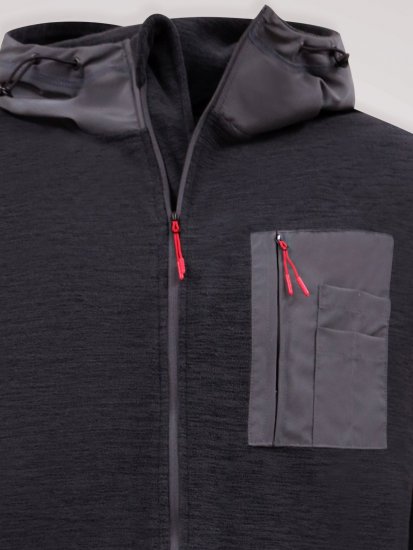 D555 Damien Micro Fleece Zip Through Hoody Negro/Gris - Sudaderas - Sudaderas 2XL-12XL