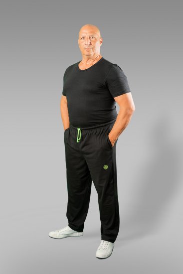 20 Nodi Long Leg Sports Pants in Combed Cotton Jersey Black - Pantalones y cortos de chándal - Pantalones y Pantalones cortos de chándal - 2XL-12XL