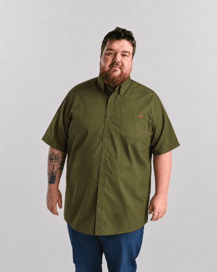 Motley Denim Zagreb Camisa de Manga Corta Caqui Oscuro - Camisas - Camisas 2XL-10XL