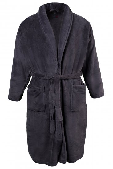 JP1880 Bathrobe with Spacious Patch Pockets Grey - Ropa interior - Ropa interior 2XL-8XL