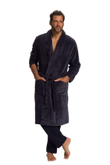JP1880 Bathrobe with Spacious Patch Pockets Grey - Ropa interior - Ropa interior 2XL-8XL