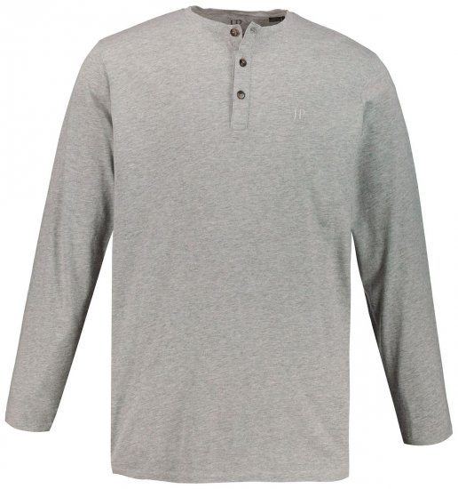 JP1880 702555 Camiseta Henley de manga larga Gris jaspeado - Camisetas - Camisetas - 2XL-14XL