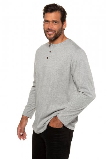 JP1880 702555 Camiseta Henley de manga larga Gris jaspeado - Camisetas - Camisetas - 2XL-14XL