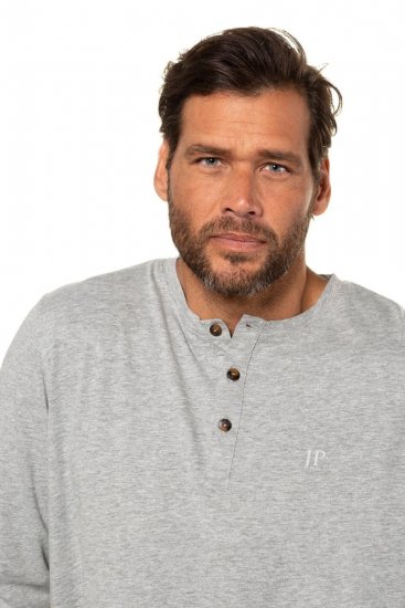 JP1880 702555 Camiseta Henley de manga larga Gris jaspeado - Camisetas - Camisetas - 2XL-14XL