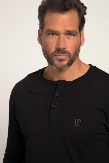JP1880 702555 Camiseta Henley de manga larga Negro - Camisetas - Camisetas - 2XL-14XL
