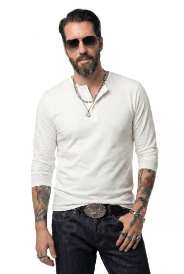 JP1880 702555 Camiseta Henley de manga larga Blanco - Camisetas - Camisetas - 2XL-14XL