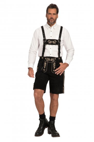 JP1880 Genuine Leather Traditional Lederhosen Shorts Black - Pantalones cortos - Pantalones cortos W40-W60