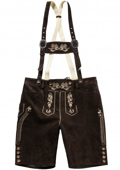 JP1880 Genuine Leather Traditional Lederhosen Shorts Brown - Pantalones cortos - Pantalones cortos W40-W60