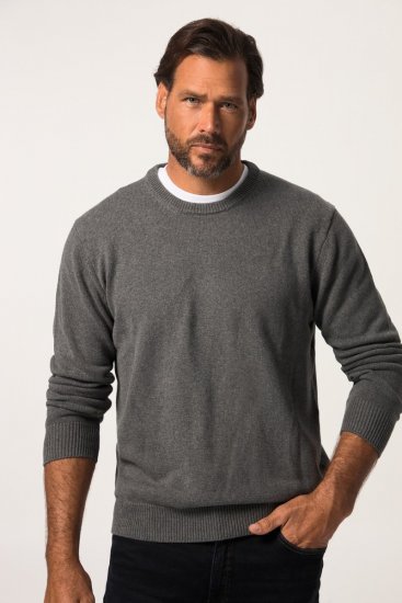 JP1880 708261 Jersey de punto con cuello redondo Gris jaspeado - Sudaderas - Sudaderas 2XL-12XL