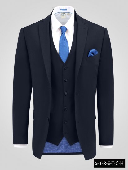 D555 Ted 4 Way Stretch Tailored Suit Jacket Azul marino - Trajes - Trajes 2XL-8XL