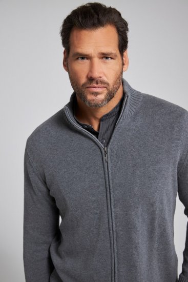 JP1880 Cardigan Knitted with Zipper Grey - Sudaderas - Sudaderas 2XL-12XL