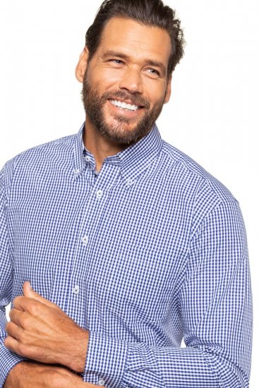 JP1880 722859 Camisa de cuadros vichy de manga larga Azul claro - Camisas - Camisas 2XL-10XL