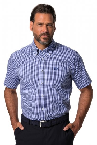 JP1880 722860 Camisa de cuadros vichy de manga corta Azul claro - Camisas - Camisas 2XL-10XL
