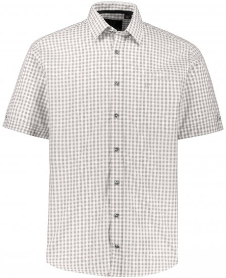 JP1880 Modern Fit Check Print Short Sleeve Shirt Grey - Camisas - Camisas 2XL-10XL
