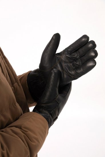 JP1880 Gloves Leather Warm Lining Black - Guantes - 