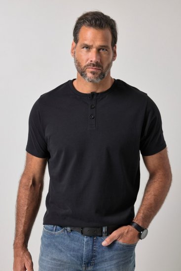 JP1880 726695 Camiseta henley Negro TALL - TALL camisas - Camisetas para hombres altos