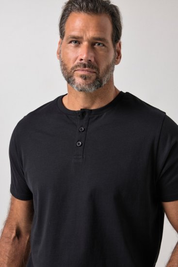 JP1880 726695 Camiseta henley Negro TALL - TALL camisas - Camisetas para hombres altos