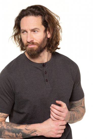 JP1880 726695 Camiseta Henley Gris oscuro - Camisetas - Camisetas - 2XL-14XL