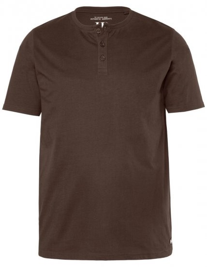 JP1880 Henley Basic T-Shirt with Buttons Brown - Camisetas - Camisetas - 2XL-14XL