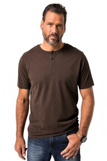 JP1880 Henley Basic T-Shirt with Buttons Brown - Camisetas - Camisetas - 2XL-14XL