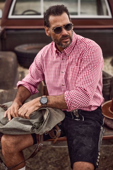 JP1880 Modern Fit Button-Down Collar Long Sleeve Check Shirt Light Red - Camisas - Camisas 2XL-10XL