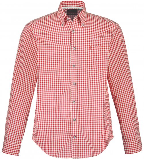 JP1880 Modern Fit Button-Down Collar Long Sleeve Check Shirt Light Red - Camisas - Camisas 2XL-10XL