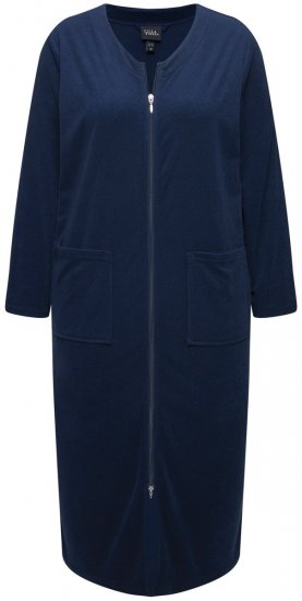 Ulla Popken 749967 Albornoz de rizo con cremallera Azul marino - Batas & albornoces - 
