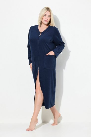 Ulla Popken 749967 Albornoz de rizo con cremallera Azul marino - Batas & albornoces - 
