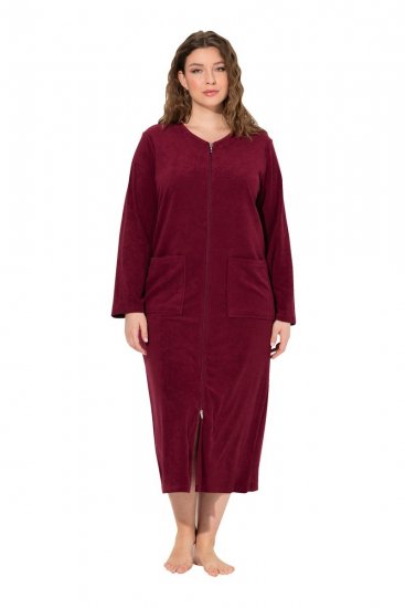 Ulla Popken 749967 Albornoz de rizo con cremallera Burdeos - Batas & albornoces - 