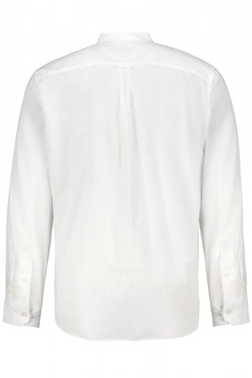 JP1880 790394 Camisa de lino mixto de manga larga con cuello mao Blanco TALL - TALL camisas - Camisas TALL para hombre alto