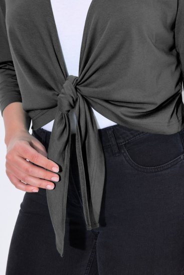 Ulla Popken 794514 Bolero de punto con lazada Antracita - Boleros - 