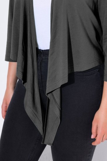 Ulla Popken 794514 Bolero de punto con lazada Antracita - Boleros - 