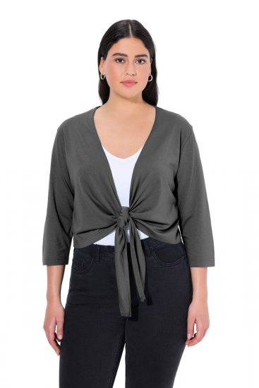 Ulla Popken 794514 Bolero de punto con lazada Antracita - Boleros - 